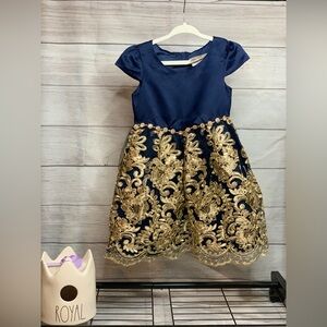 Rare Editions Navy and Gold Formal Dress